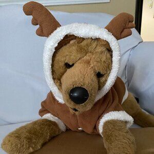 Christmas Reindeer Brown Jacket With White Faux Fur Trim